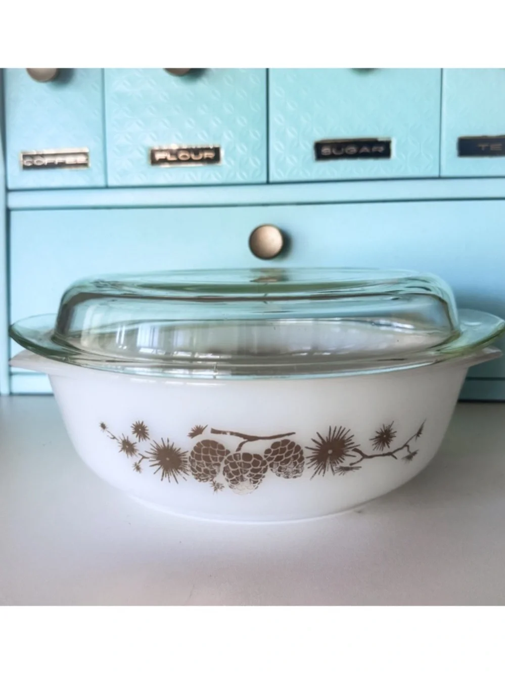 AGEE Pyrex Golden Pine Round Casserole Lid Vintage Australian CR 300 | 3 Pint
